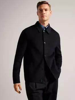 Шерстяная куртка с воротником Ted Baker Sharpow, темно-синяя