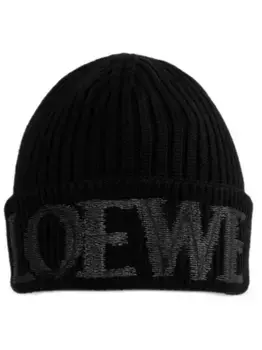 Шерстяная шапка бини LOEWE, черный