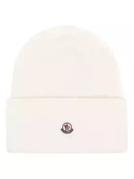 Шерстяная шапка бини MONCLER, белый
