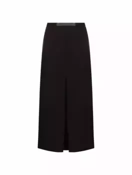 Шерстяная юбка миди Saint Laurent, черный