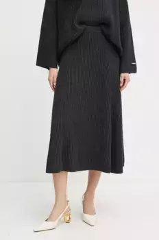 Шерстяная юбка Pinko, серый