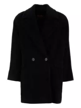 Шерстяное двубортное пальто MAX MARA, черный