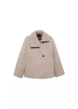 Шерстяное пальто MANGO Between-Seasons Coat Honey, пятнистый бежевый