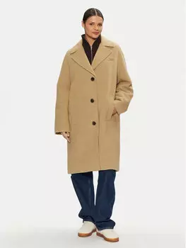 Шерстяное пальто обычного кроя Tommy Jeans, бежевый
