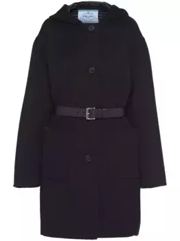 Шерстяное пальто Prada, черный