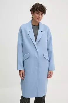 Шерстяное пальто United Colors of Benetton, синий