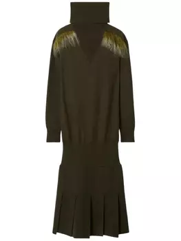 Шерстяное платье мини Burberry, зеленый