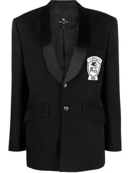 Шерстяной блейзер с логотипом ETRO, черный