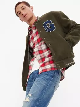 Шерстяной бомбер Gap, зеленый