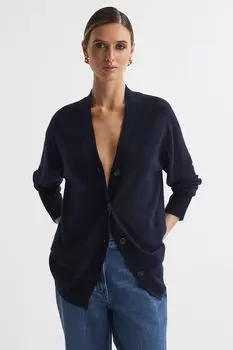 Шерстяной кардиган Carly с застежкой на пуговицы Reiss, синий