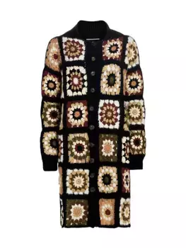 Шерстяной кардиган на пуговицах Granny Squares Rosetta Getty, черный
