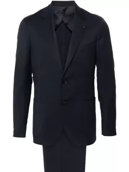 Шерстяной костюм с однобортным пиджаком Lardini, синий