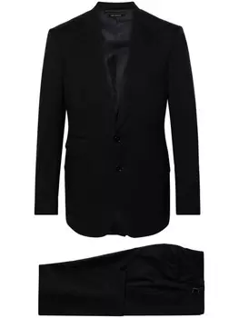 Шерстяной костюм с однобортным пиджаком TOM FORD, синий