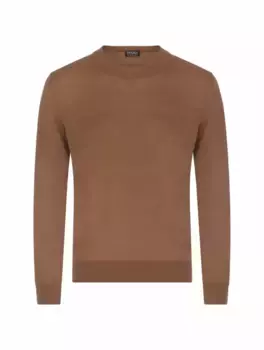 Шерстяной лонгслив Zegna, коричневый