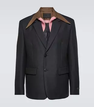 Шерстяной пиджак из мохера Prada, синий
