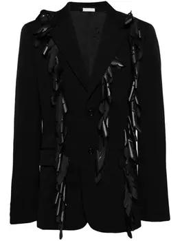 Шерстяной пиджак с бахромой Comme des Garons Homme Plus, черный