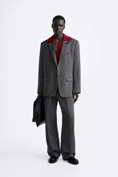 Шерстяной пиджак ZARA, черный