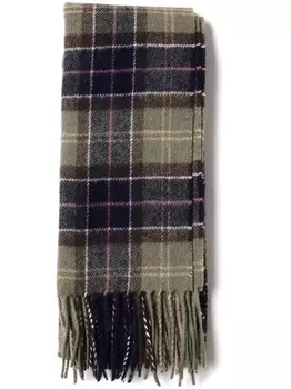 Шерстяной шарф Barbour в клетку, зеленый