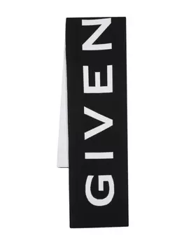 Шерстяной шарф с логотипом-жаккардом Givenchy, черный
