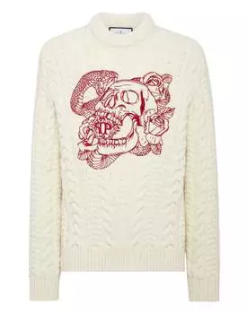 Шерстяной свитер Череп PHILIPP PLEIN, белый