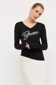 Шерстяной свитер Guess, черный