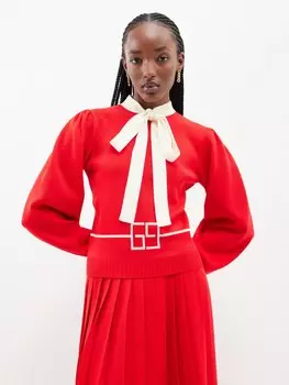 Шерстяной свитер с бантом Gucci, красный