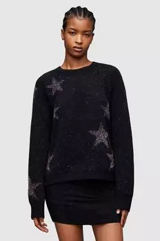 Шерстяной свитер со звездами AllSaints, черный