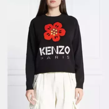 Шерстяной свитер свободного кроя Kenzo, черный