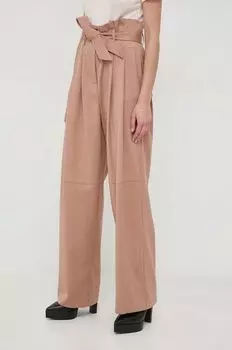 Шерстяные брюки Pinko, бежевый