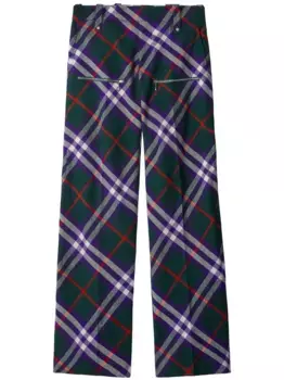 Шерстяные брюки в клетку BURBERRY, зеленый