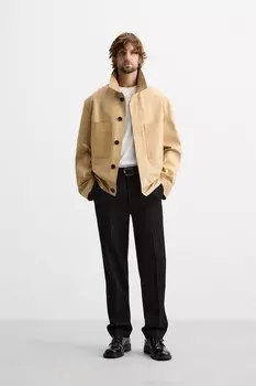 Шерстяные брюки ZARA, черный
