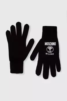 Шерстяные перчатки Moschino, черный