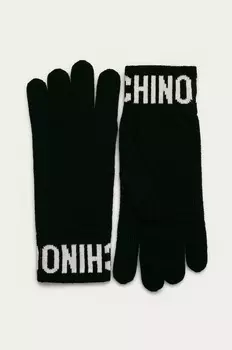 Шерстяные перчатки Moschino, черный