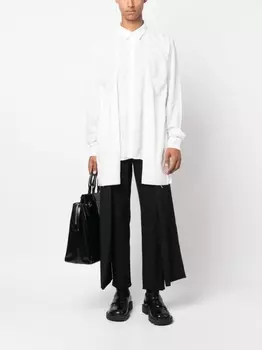 Шерстяные узкие брюки с драпировкой Comme des Garons Homme Plus, черный