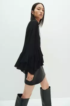 Шифоновая блузка с воланами H&M, черный