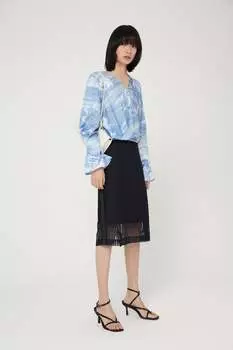 Шифоновая рубашка с V-образным вырезом и планкой на пуговицах Lily Apparel, синий