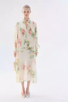 Шифоновое платье с защипами H&M, белый