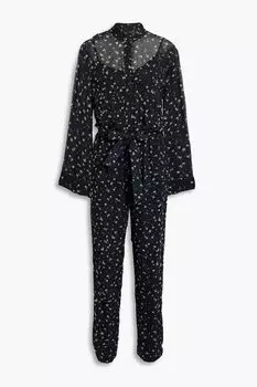 Шифоновый комбинезон Ina с цветочным принтом RAG & BONE, черный
