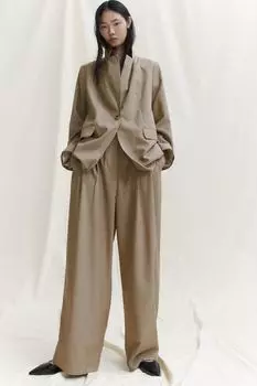 Широкие брюки H&M, бежевый