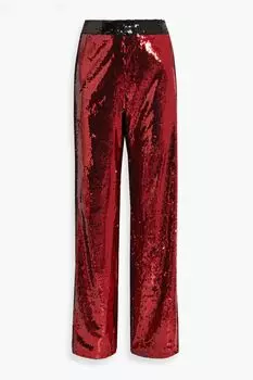 Широкие брюки из тюля с декором BALMAIN, красный