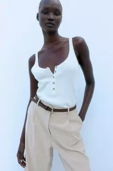 Широкие брюки карго H&M, бежевый