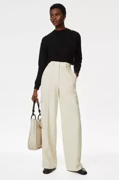Широкие брюки-карго Marks & Spencer, бежевый