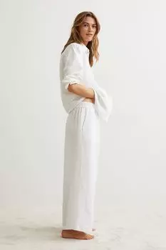 Широкие брюки со льном H&amp;M, белый
