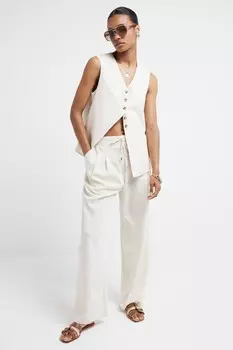 Широкие брюки в полоску River Island, бежевый