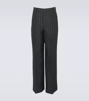 Широкие брюки в тонкую полоску Saint Laurent, черный