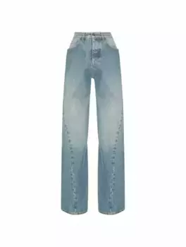 Широкие джинсы с эффектом потертости Maison Margiela, синий
