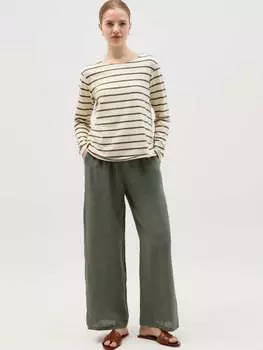 Широкие джоггеры из ткани Lino Con Coulisse Hybrid, цвет sage green