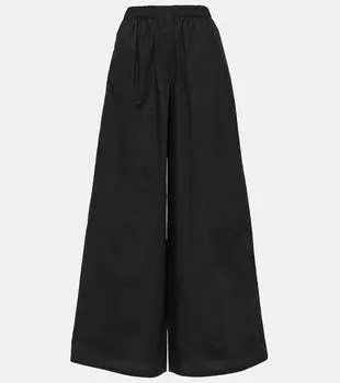 Широкие хлопковые брюки Navigli с высокой посадкой Max Mara, черный