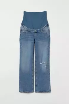 Широкие высокие джинсы MAMA H&M, синий деним