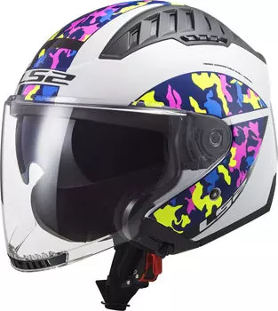 Шлем LS2 OF600 Copter Crispy Реактивный, бело-желтый